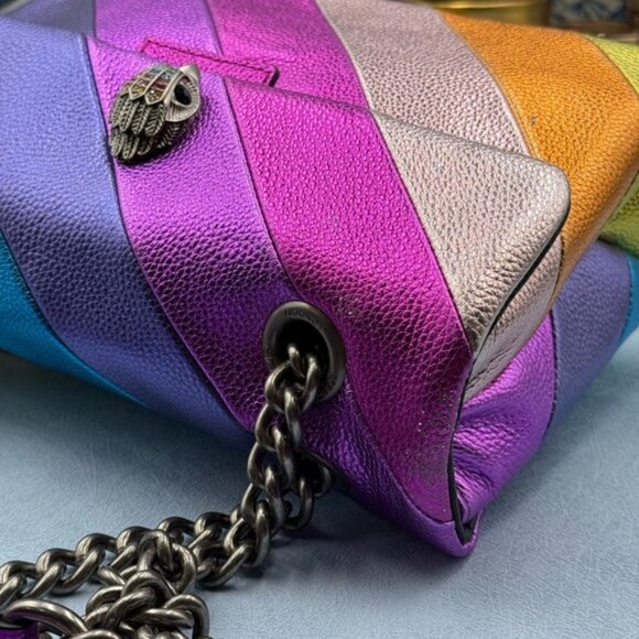 🆕 KURT GEIGER LONDON 🧿 NWOT Leather Kensington Shoulder Bag, Metallic Rainbow - Picture 13 of 16